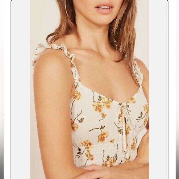 Reformation Elyse Ruffle Tie Front Mini Dress Size 12 - Picture 7 of 11